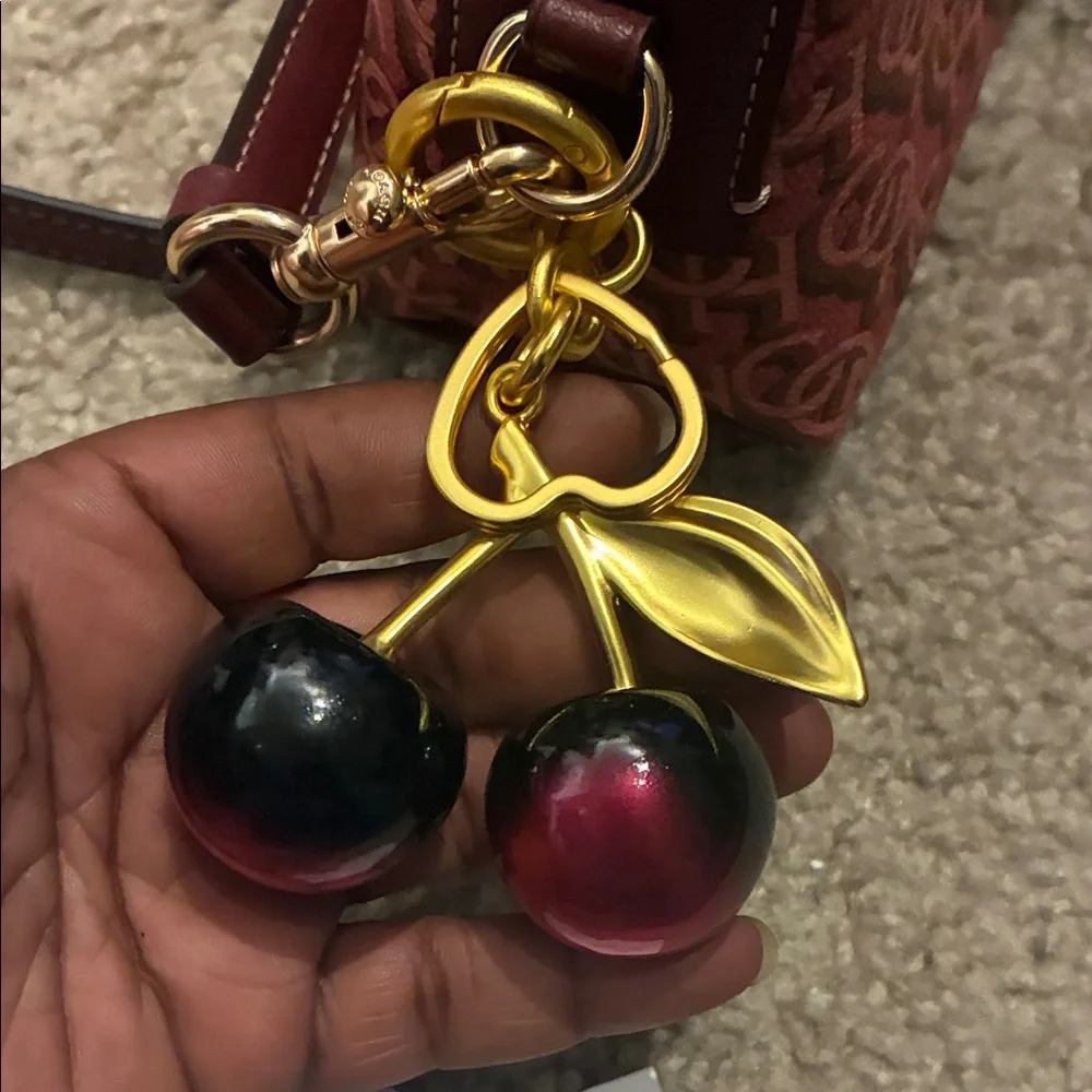 Coach Madi Burgundy Crossbody Bag with Logo Design with cherry 🍒 charm - Picture 11 of 14